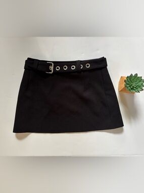 Princess Polly Black Belted Mini Skirt